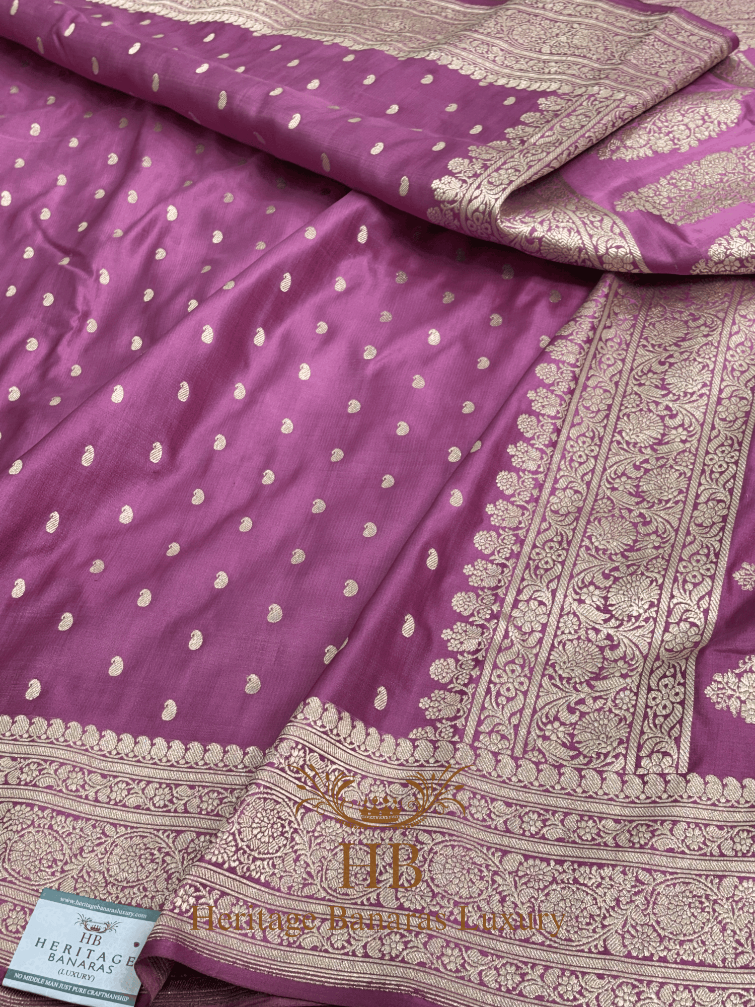 Baby Pink Handwoven Banarasi Pure Satin Silk Saree