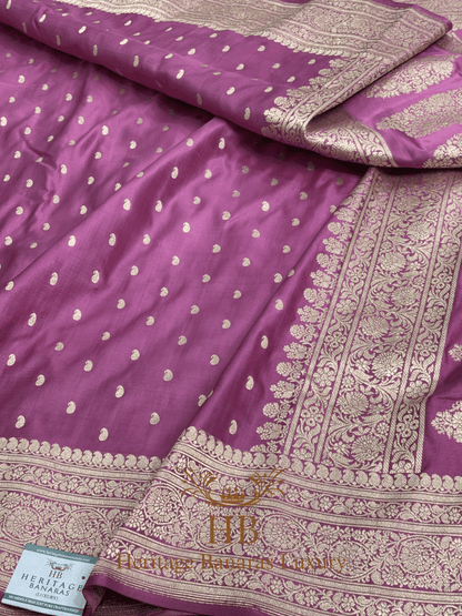 Baby Pink Handwoven Banarasi Pure Satin Silk Saree
