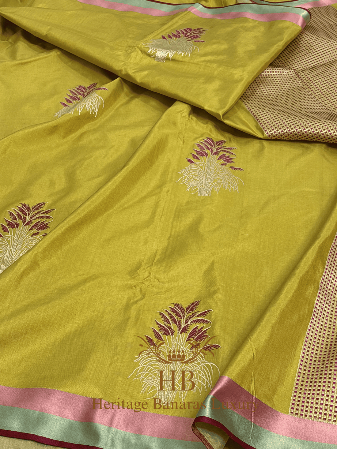 Pure Lemon Yellow Katan Silk Handwoven Saree