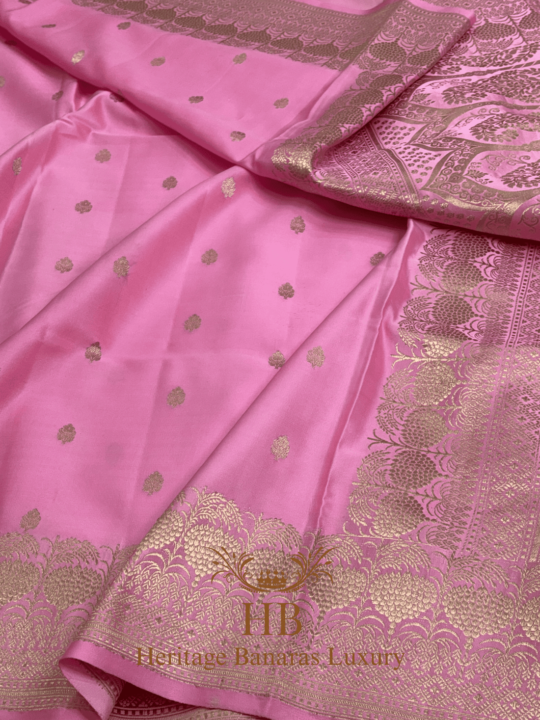Baby Pink Handwoven Banarasi Pure Mashru Silk Saree