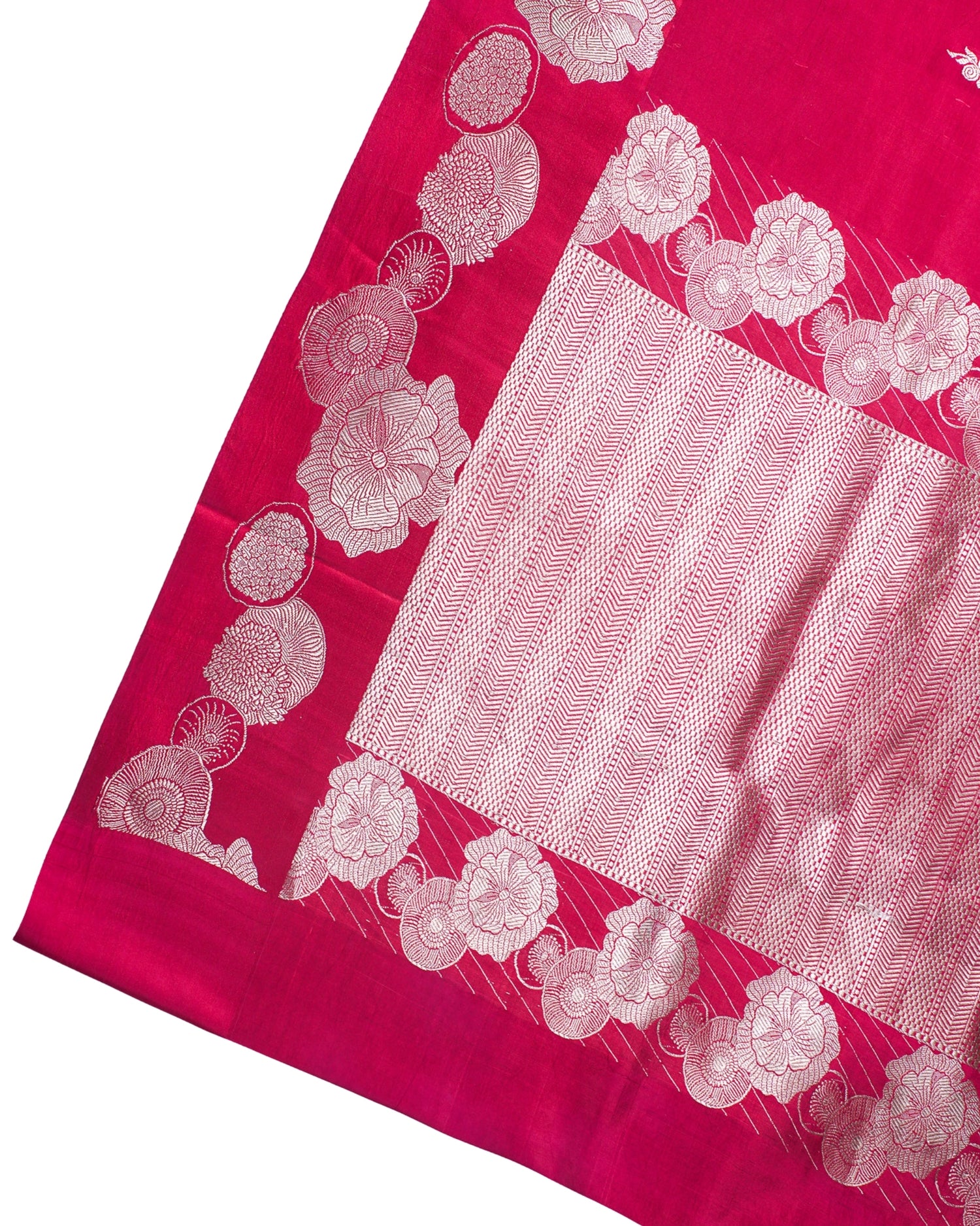 Rani Pink Handloom Pure Silk Banarasi Saree