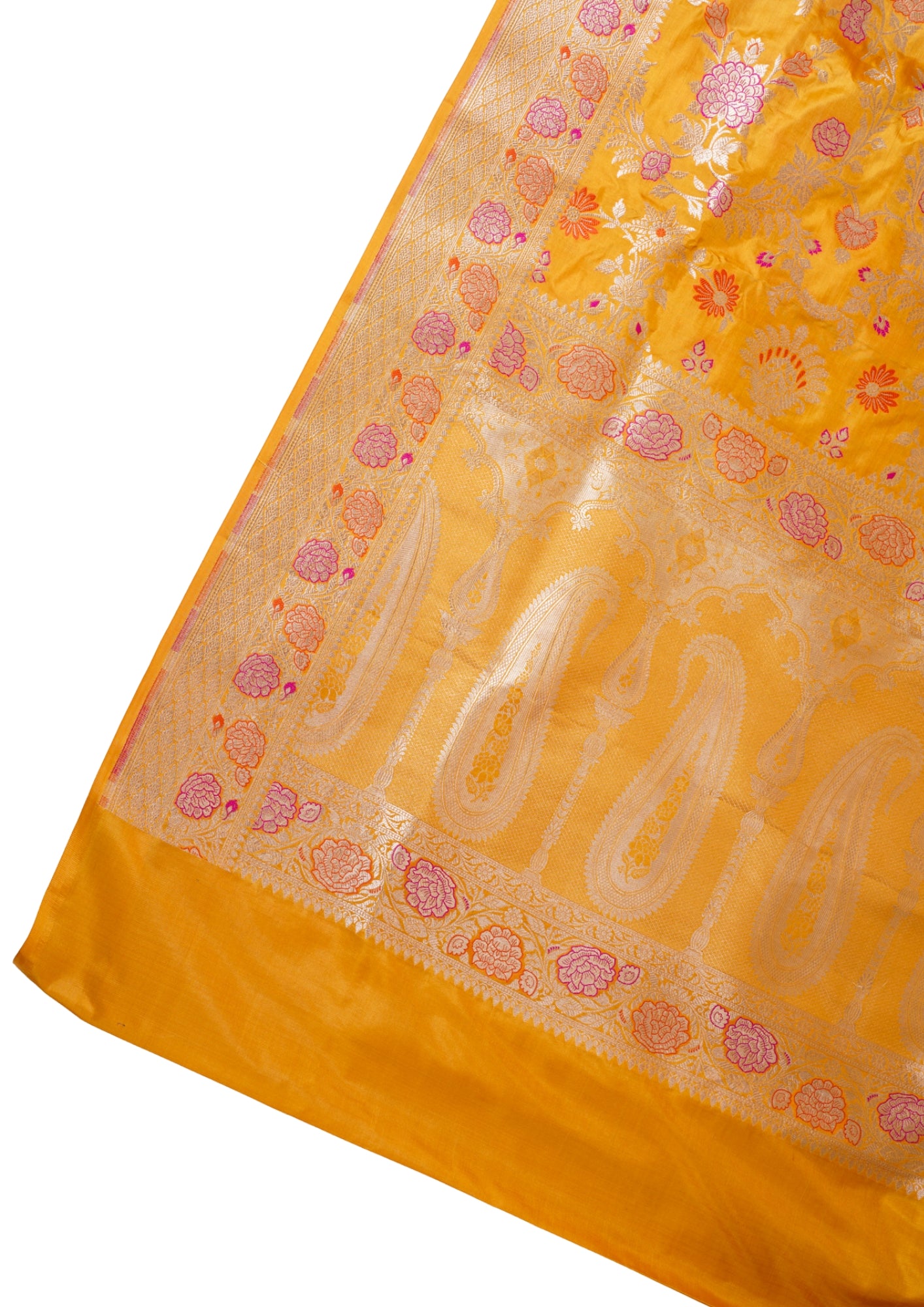Haldi Yellow Banarasi Pure Katan Silk Minakari Jaal Saree