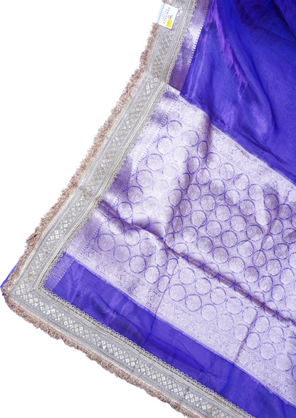 Royal Purple Banarasi Pure Tissue Silk Saree with Sequined Lace Border