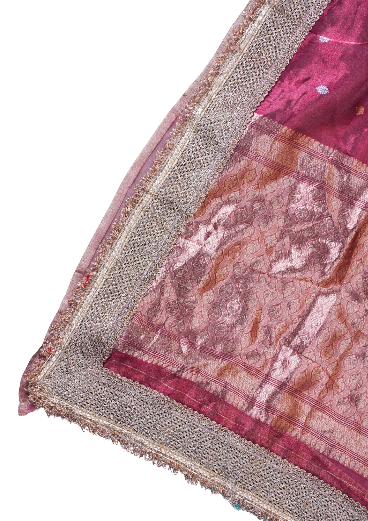 Banarasi Pure Tissue Silk Saree with Handcrafted Lace Border