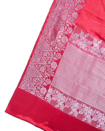 Ruby Red Handloom Mashru Silk Banarasi Saree