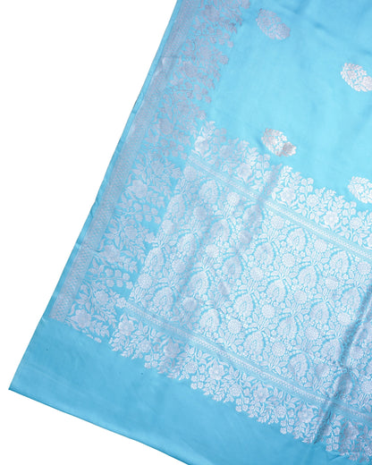 Sky Blue Handloom Mashru Silk Banarasi Saree