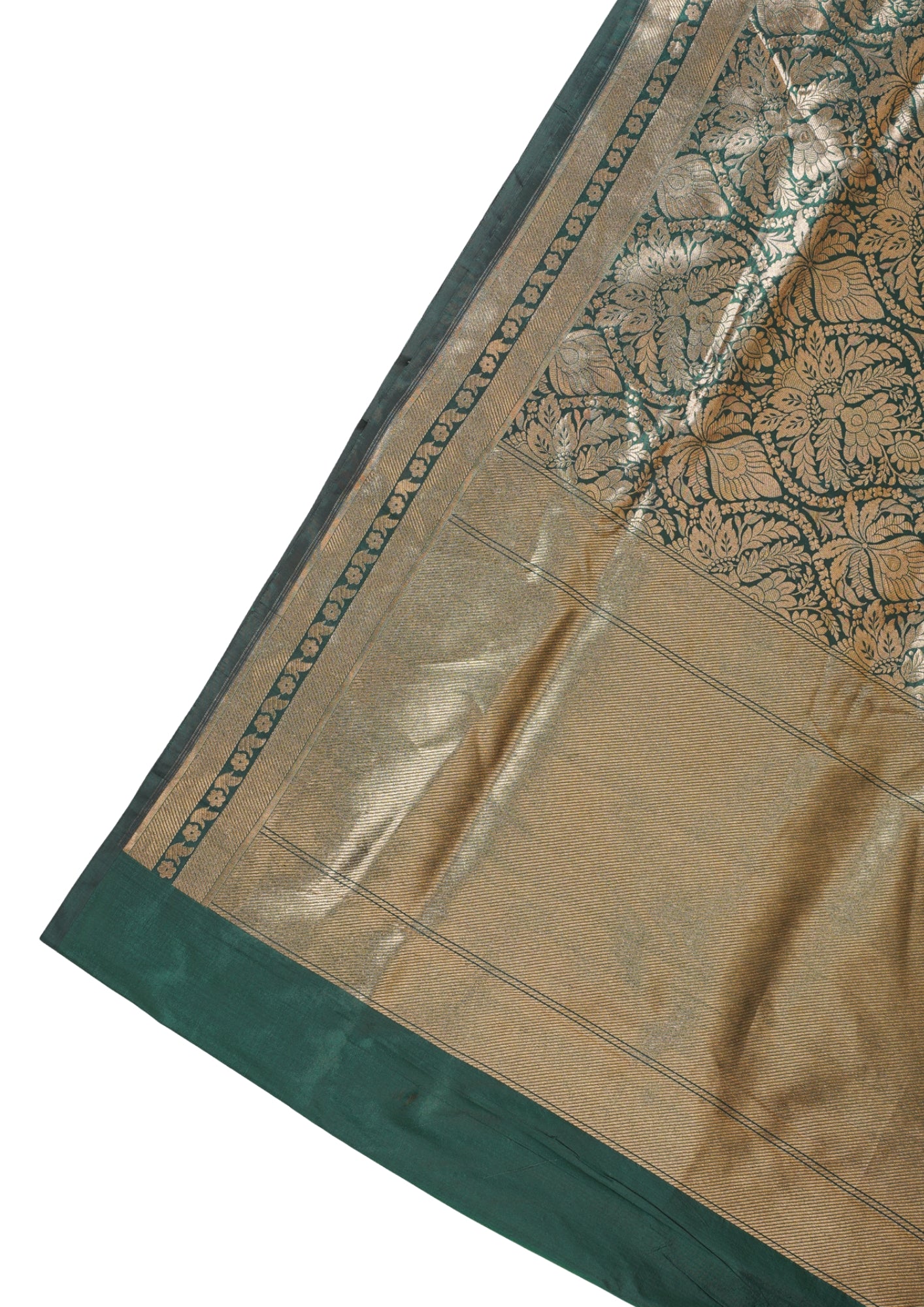 Emerald Green Banarasi Pure Brocade Saree