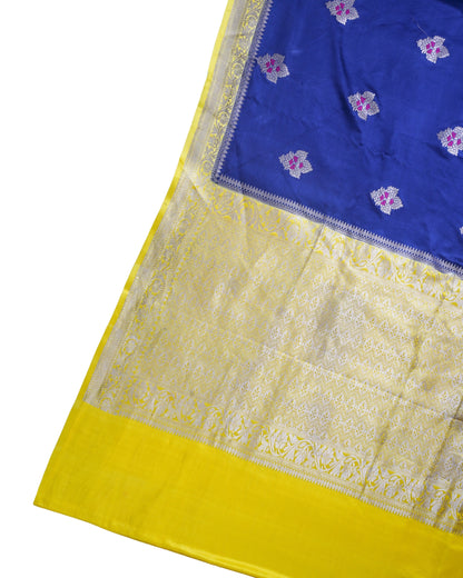 Royal Blue Handloom Mashru Silk Banarasi Saree