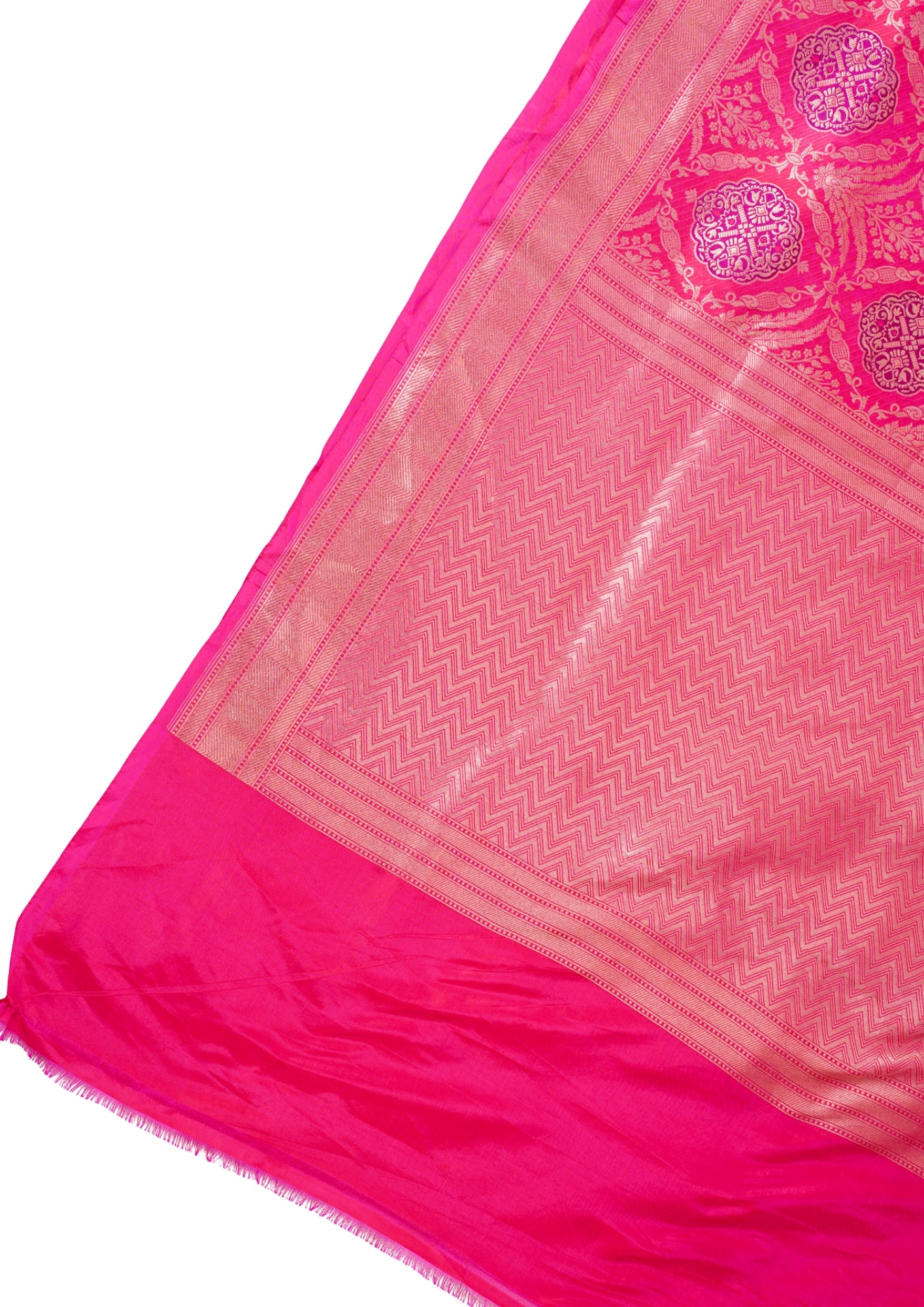 Rani Pink Banarasi Pure Katan Silk Minakari Brocade Saree