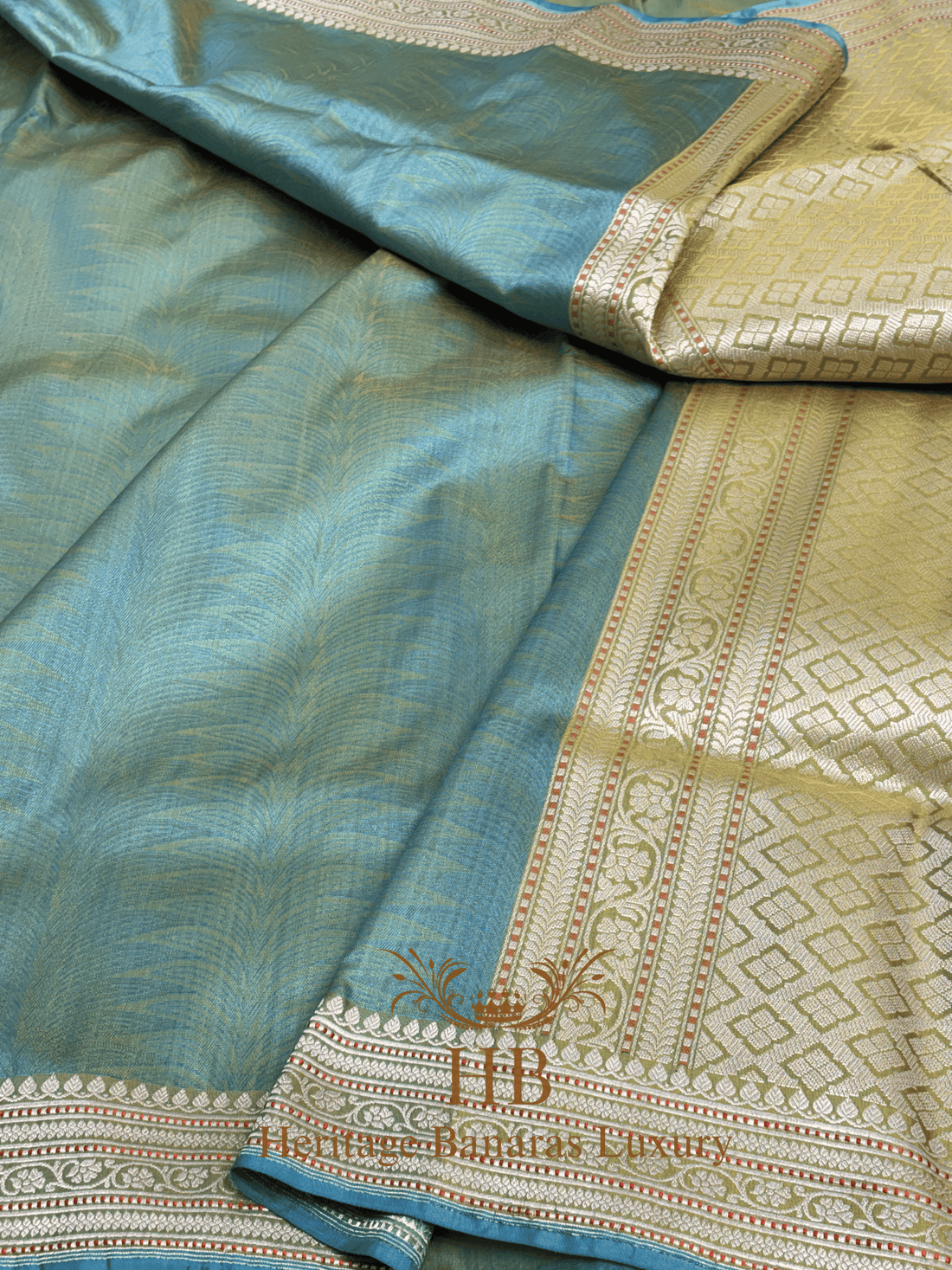 Pure Sea Green Tanchoi Handwoven Saree