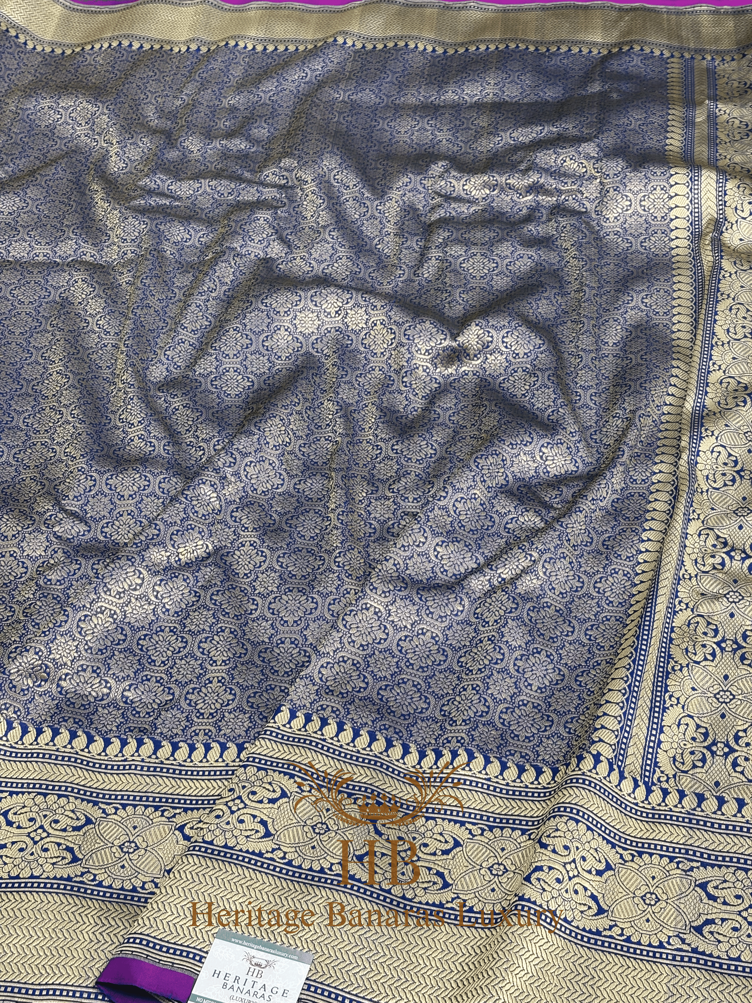 Royal Blue Handwoven Banarasi Pure Katan Silk Brocade Saree
