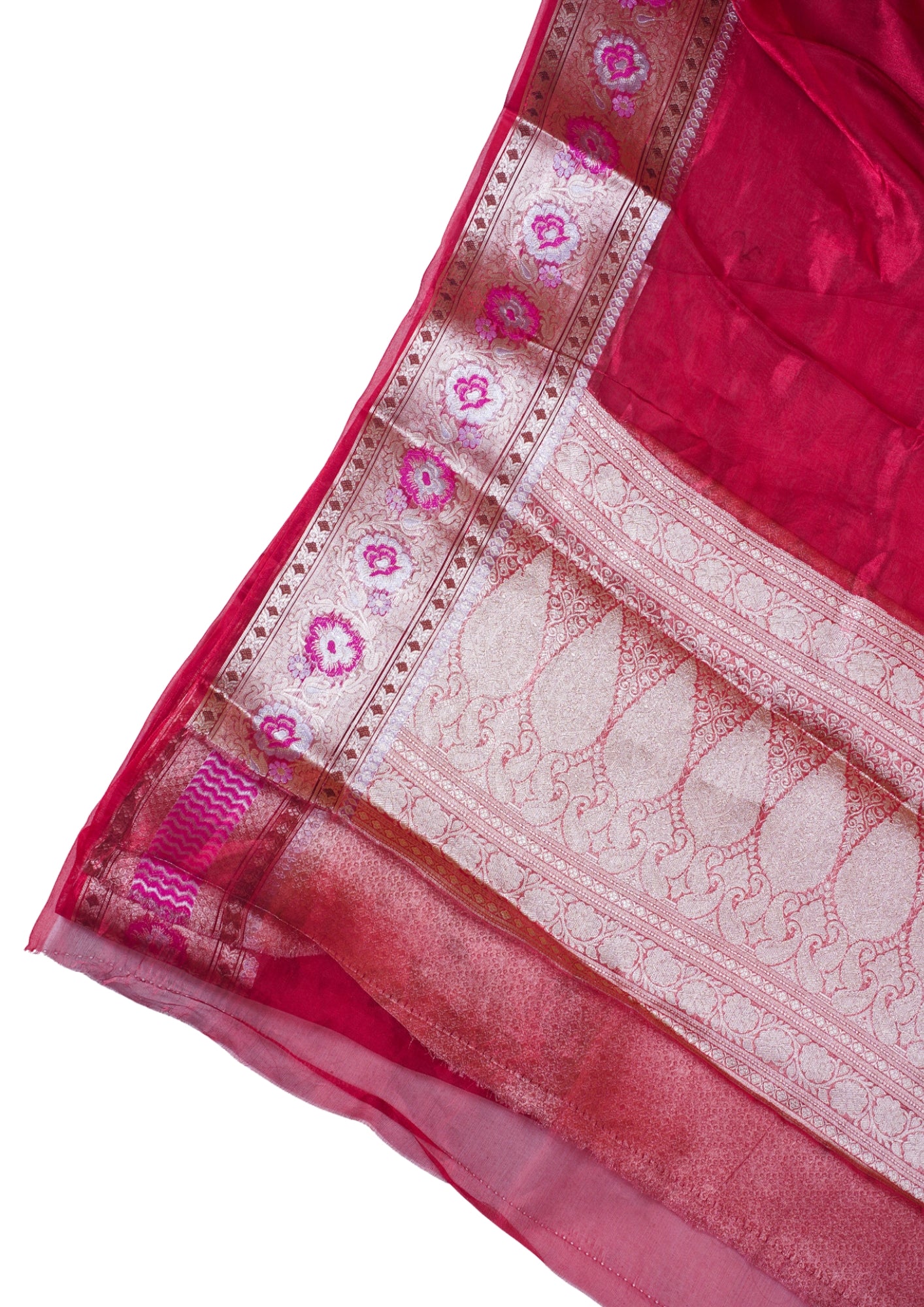 Crimson Pink Banarasi Pure Tissue Silk Saree