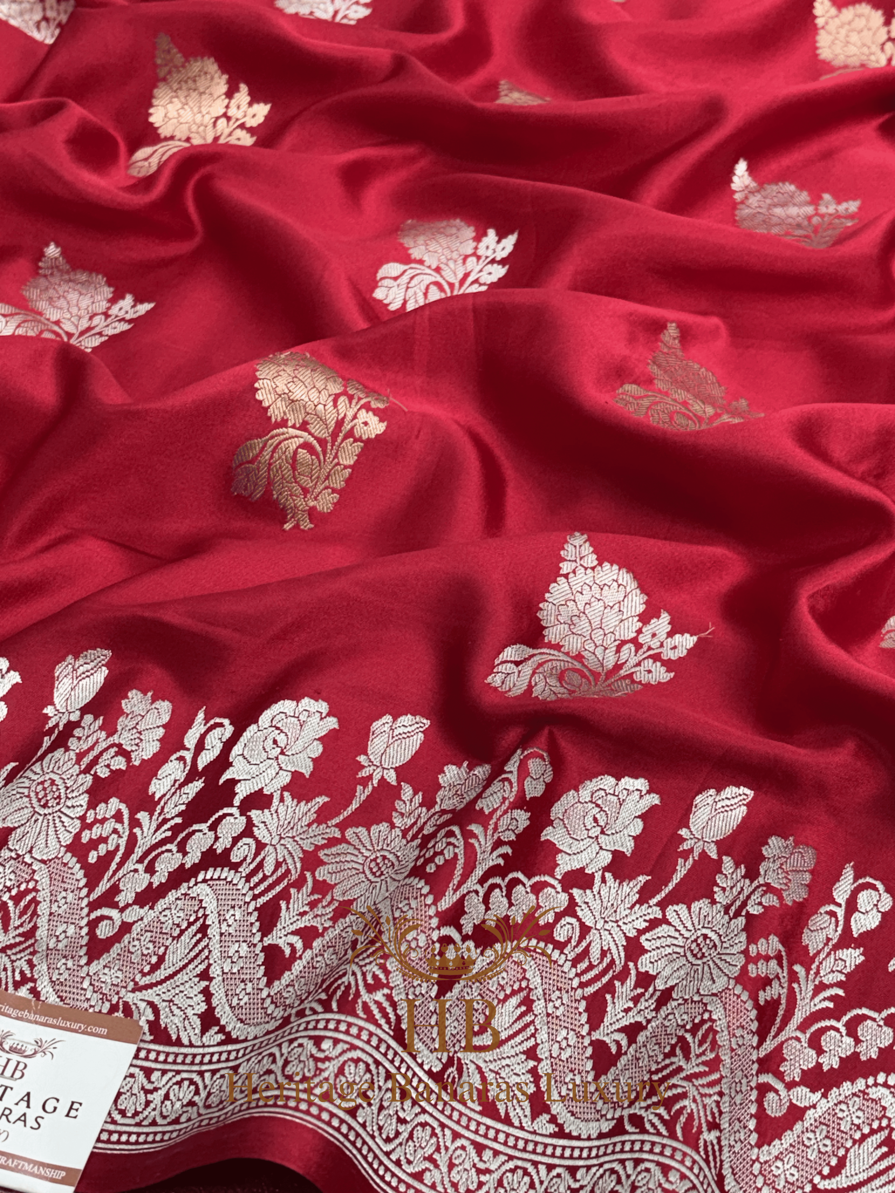 Royal Red Handwoven Banarasi Pure Mashru Silk Saree