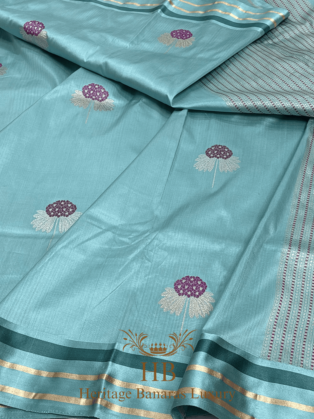 Pure Sea Green Katan Silk Handwoven Saree