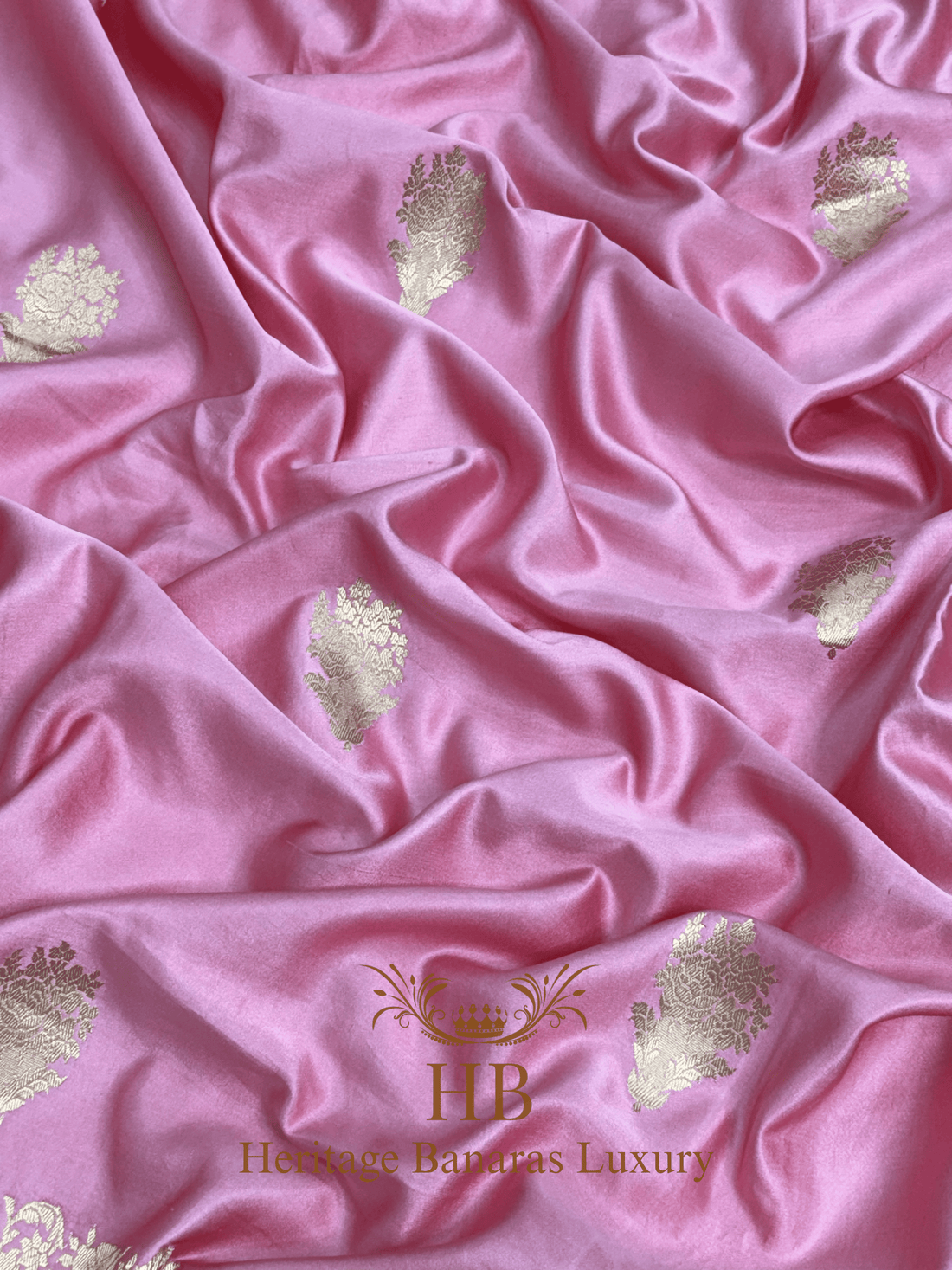 Baby Pink Pure Handwoven Banarasi Mashru Silk Saree