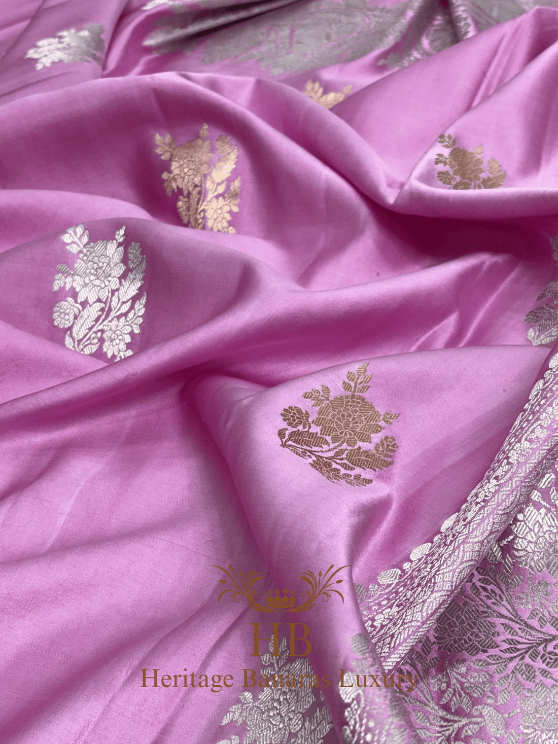 Baby Pink Handwoven Banarasi Pure Mashru Silk Saree