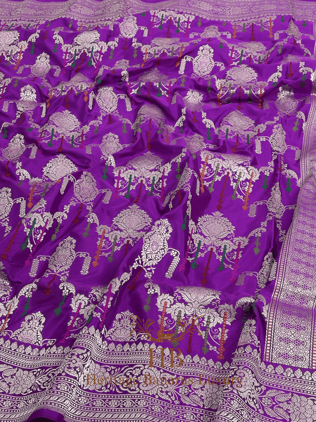 Pure Purple Banarasi Katan Silk Handwoven Saree