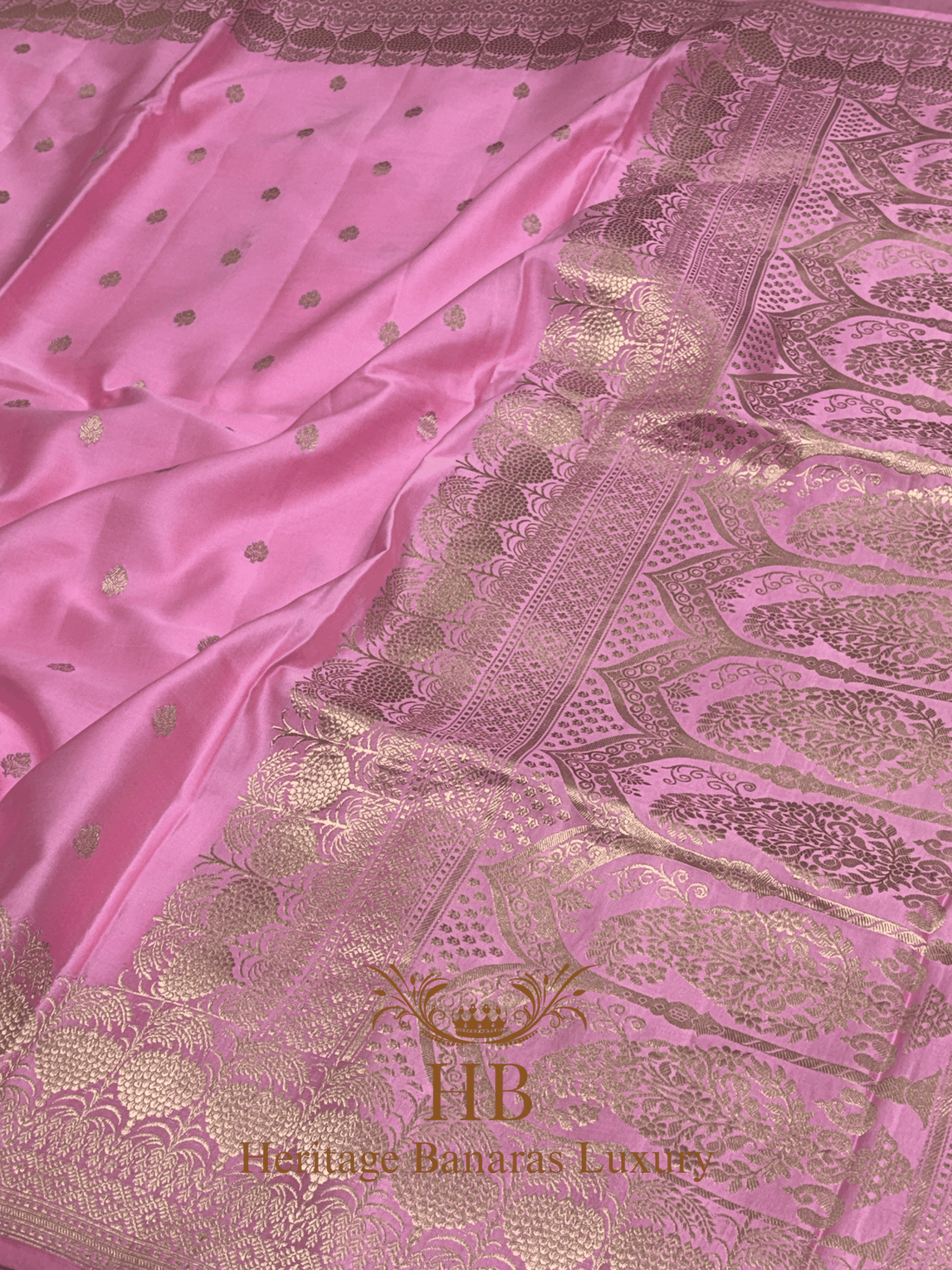 Baby Pink Handwoven Banarasi Pure Mashru Silk Saree