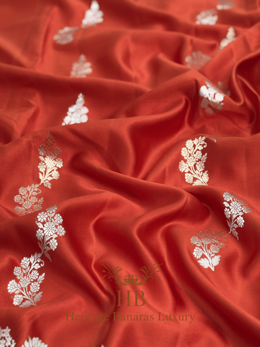 Vibrant Orange Handwoven Banarasi Pure Mashru Silk Saree
