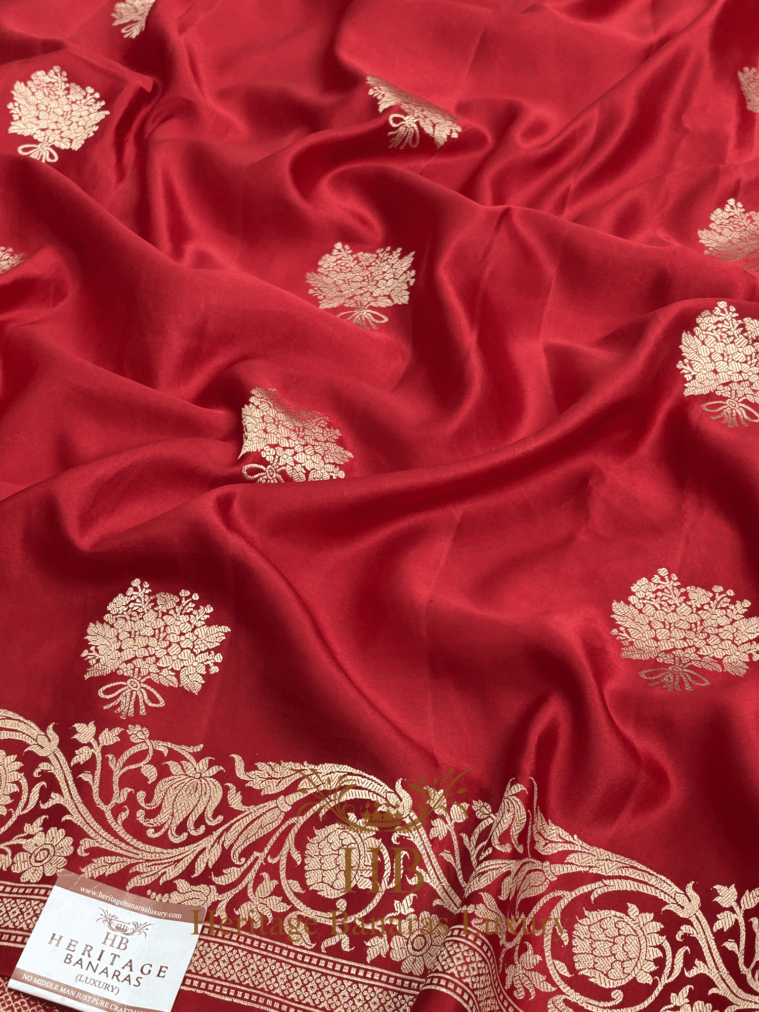 Royal Red Handwoven Banarasi Pure Mashru Silk Saree