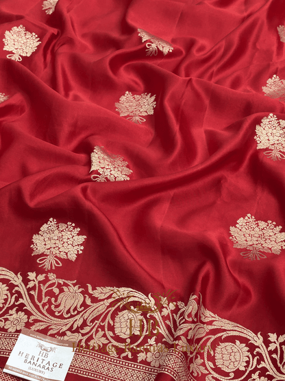 Royal Red Handwoven Banarasi Pure Mashru Silk Saree