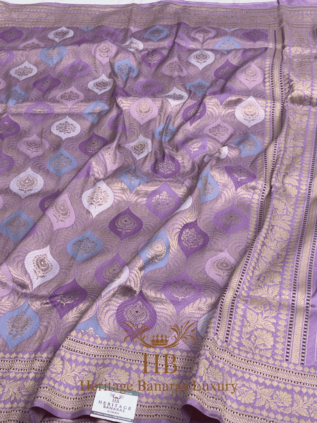 Lavender Handwoven Banarasi Pure Katan Silk Saree
