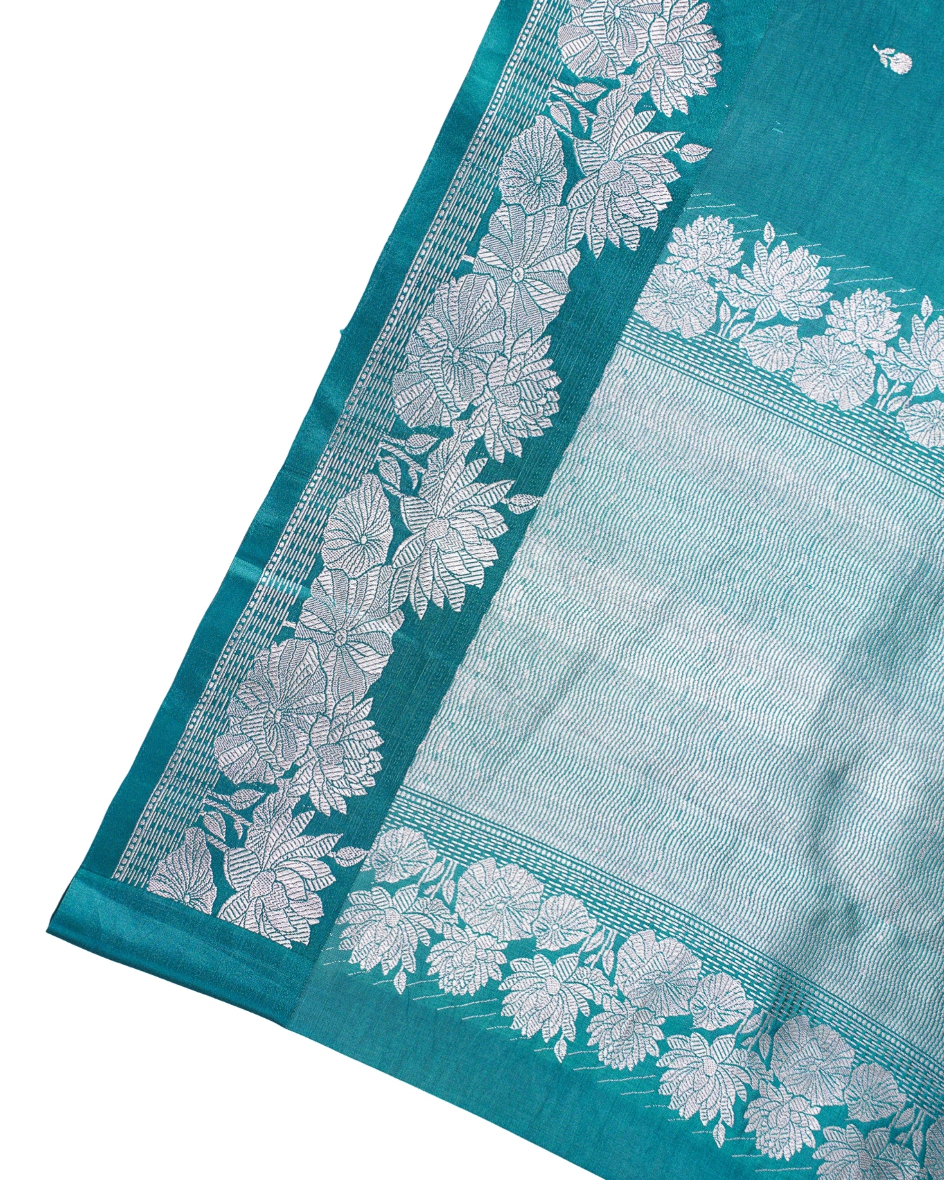 Teal Green Handloom Pure Silk Banarasi Saree