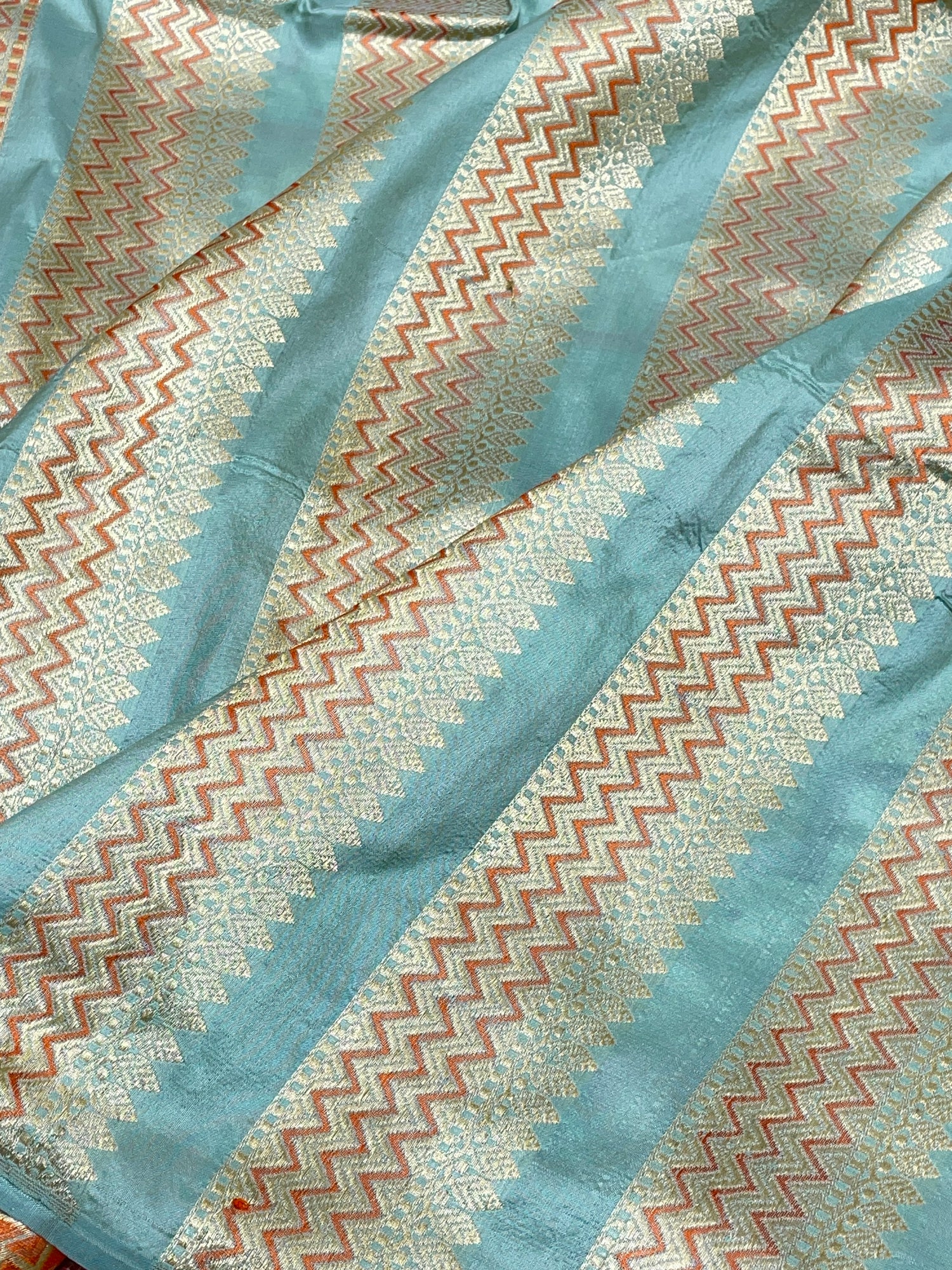 Sea Green Rangkaat Banarasi Pure Katan Silk Lehenga