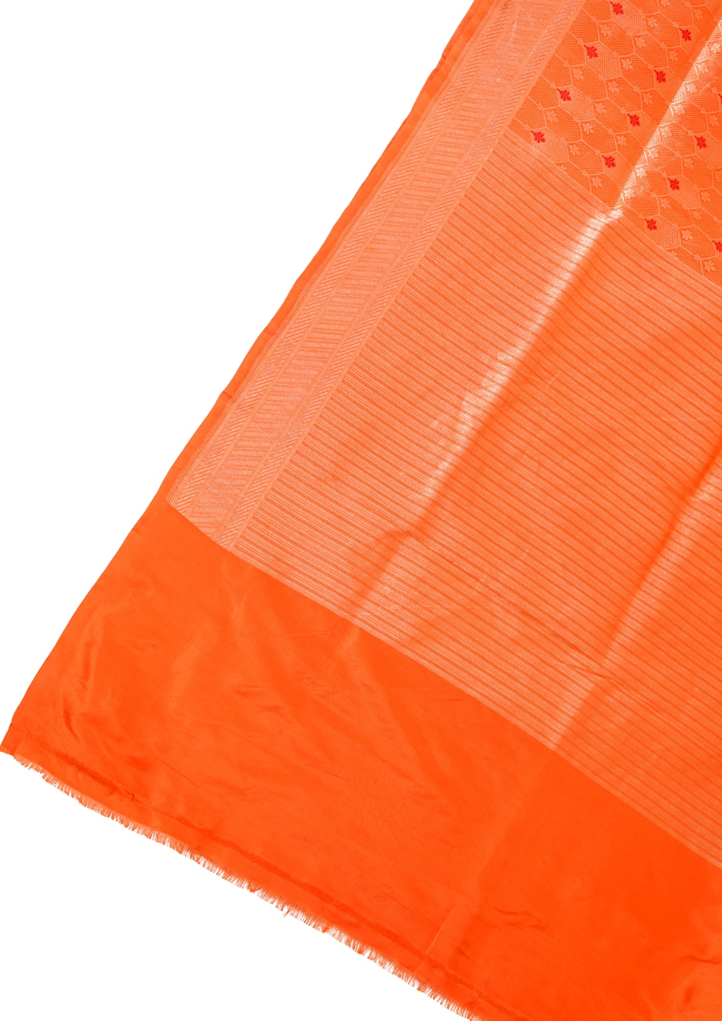 Orange Banarasi Pure Katan Silk Minakari Brocade Saree
