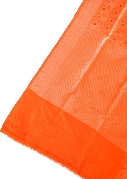 Orange Banarasi Pure Katan Silk Minakari Brocade Saree
