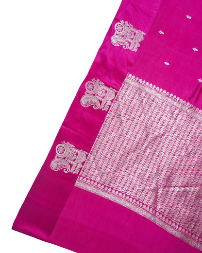 Magenta Handloom Pure Silk Banarasi Saree
