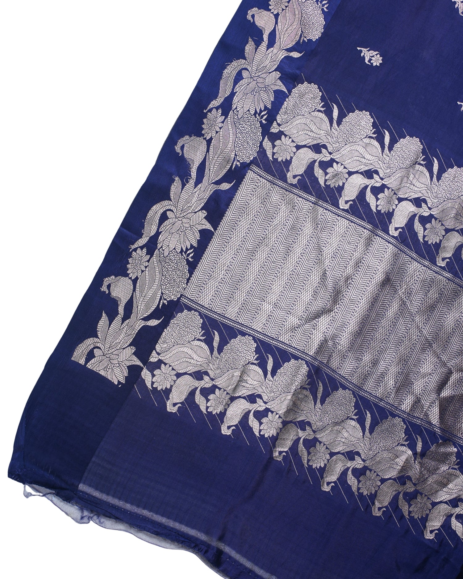 Royal Blue Handloom Pure Silk Banarasi Saree