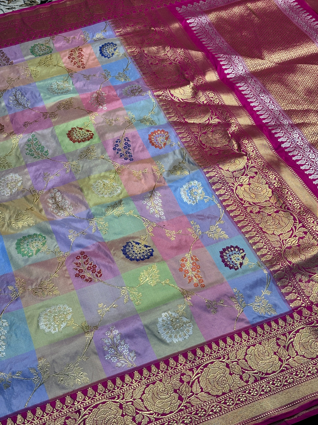 Rani Pink Rangkaat Banarasi Katan Silk Handwoven Saree