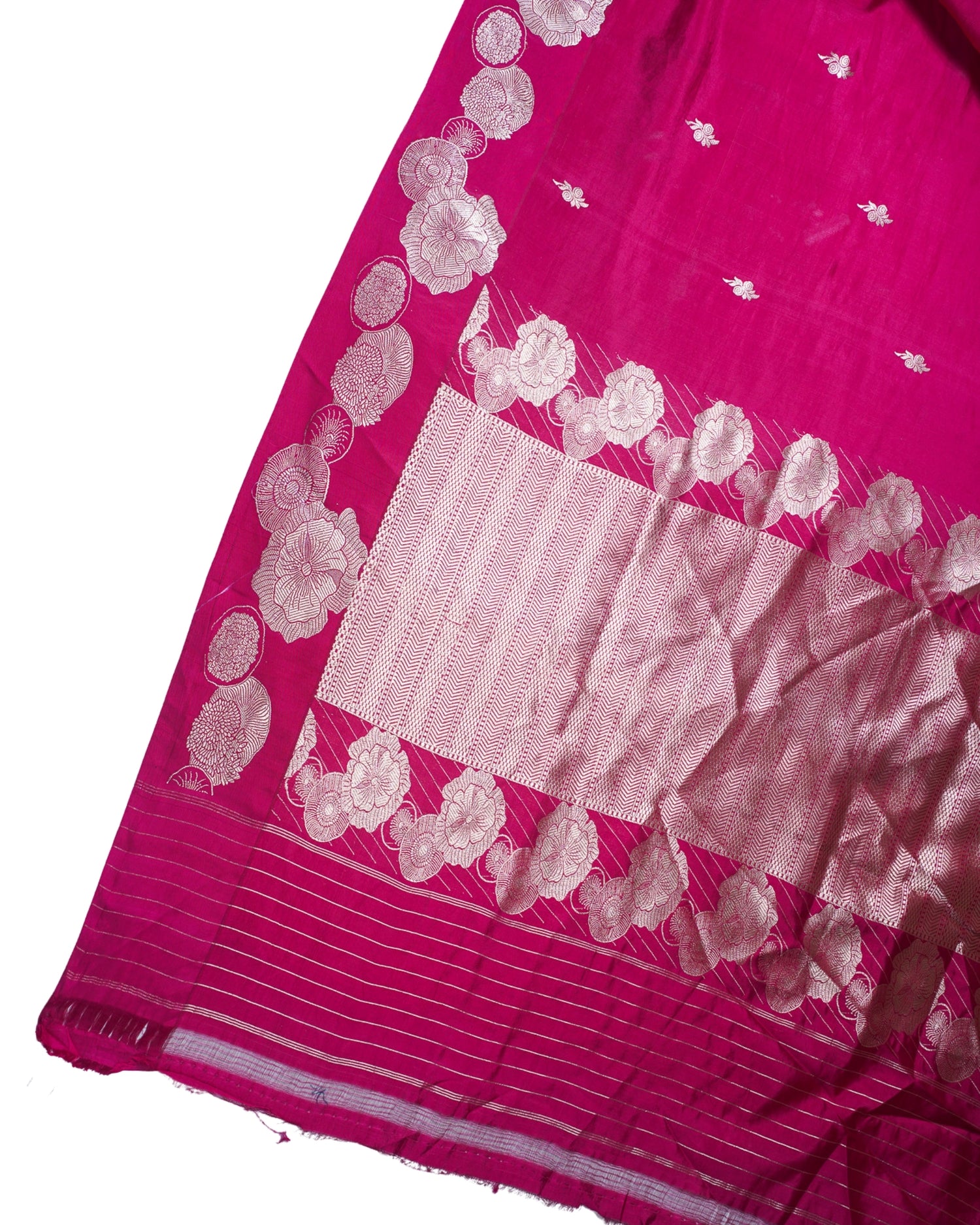 Rani Pink Handloom Pure Silk Banarasi Saree