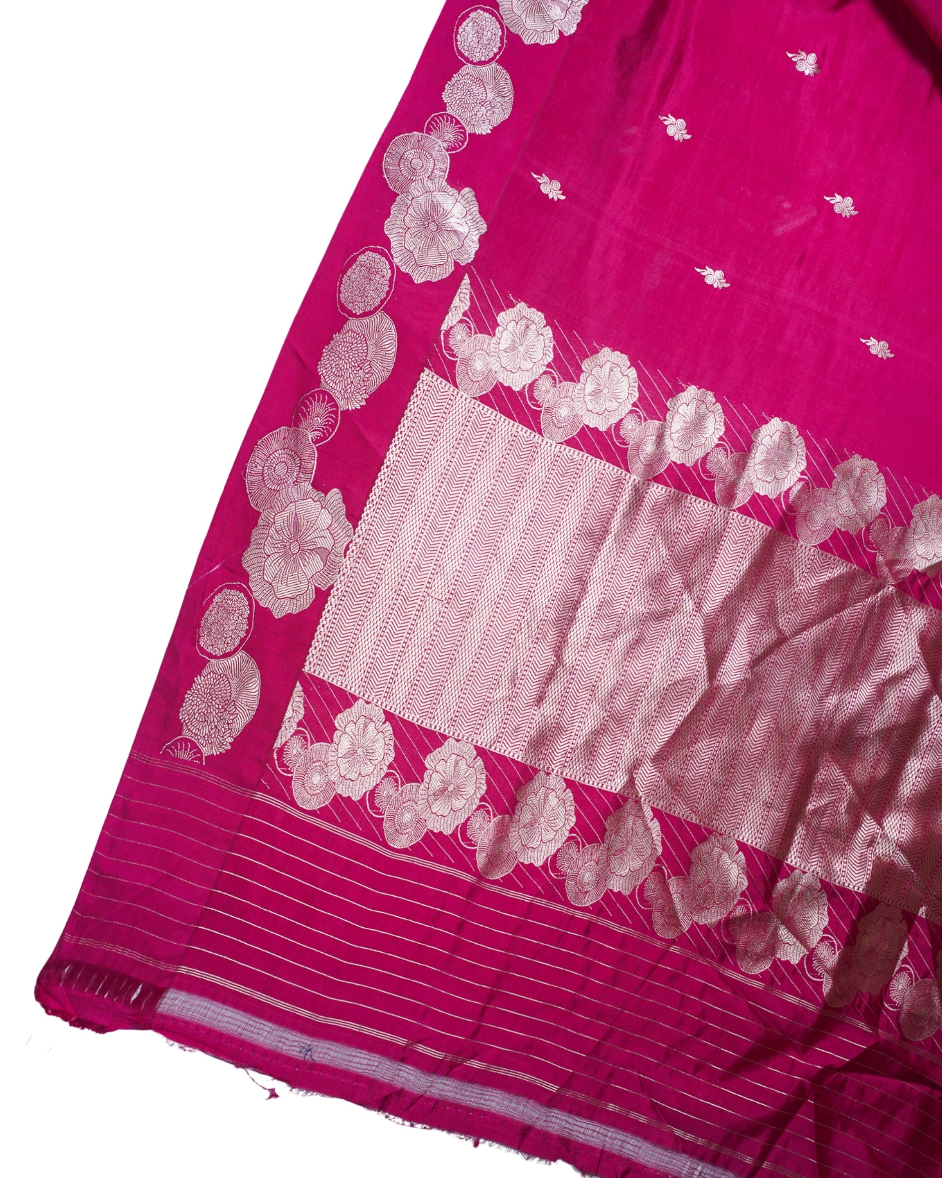 Rani Pink Handloom Pure Silk Banarasi Saree