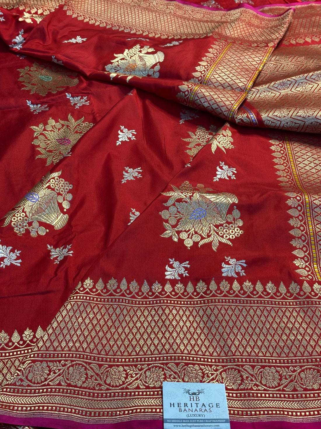 Red Pure Banarasi Katan Silk Saree