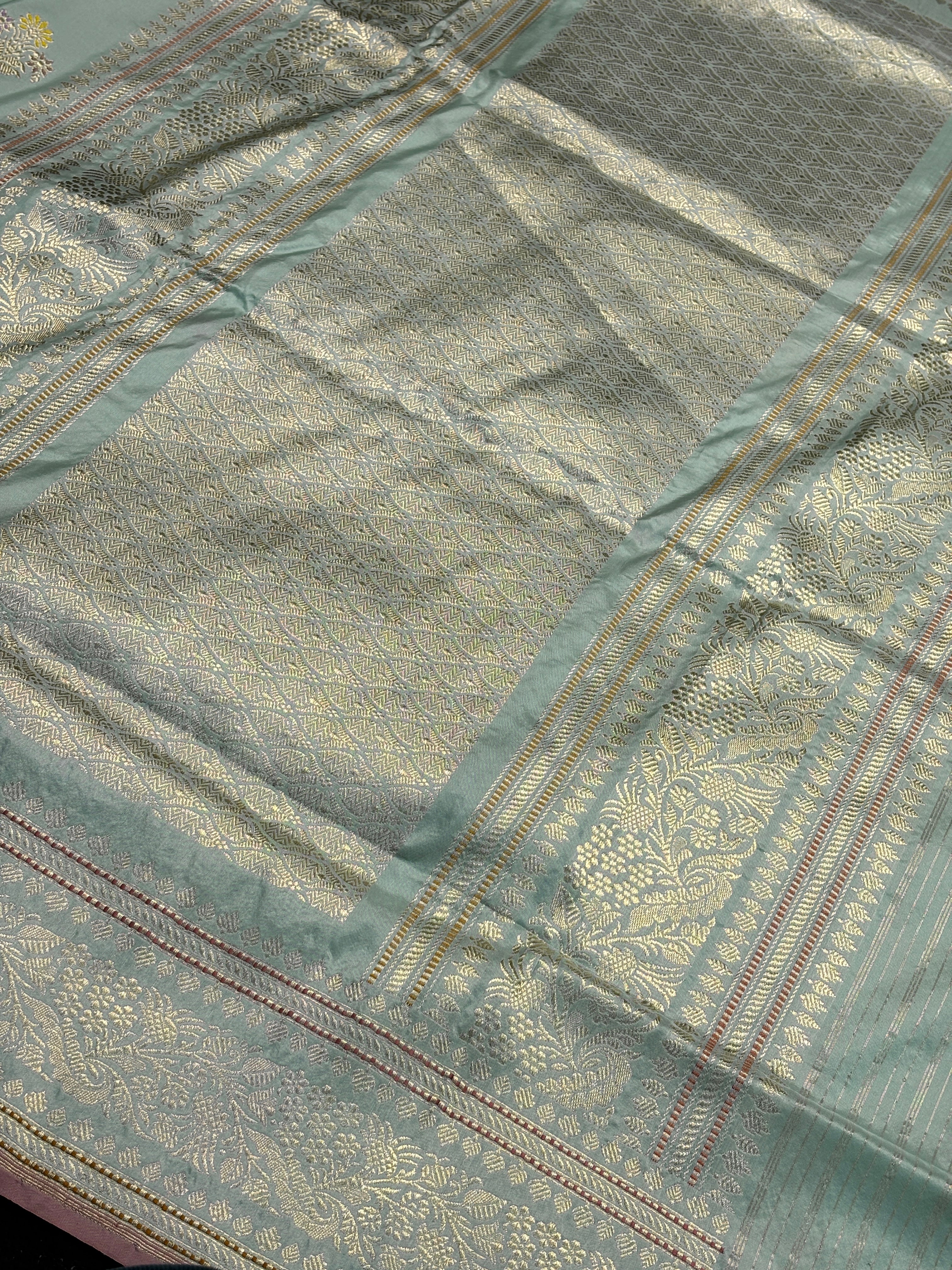 Pista Green Pure Banarasi Katan Silk Handloom Saree