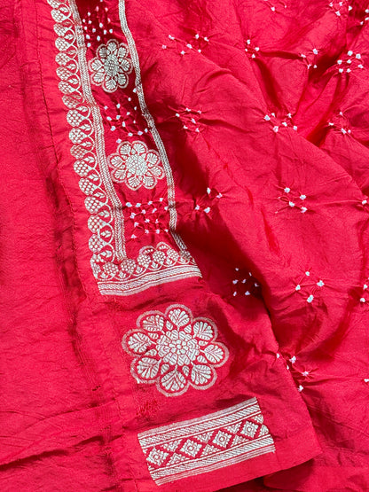 Red Banarasi Mashru Bandhan Silk Saree