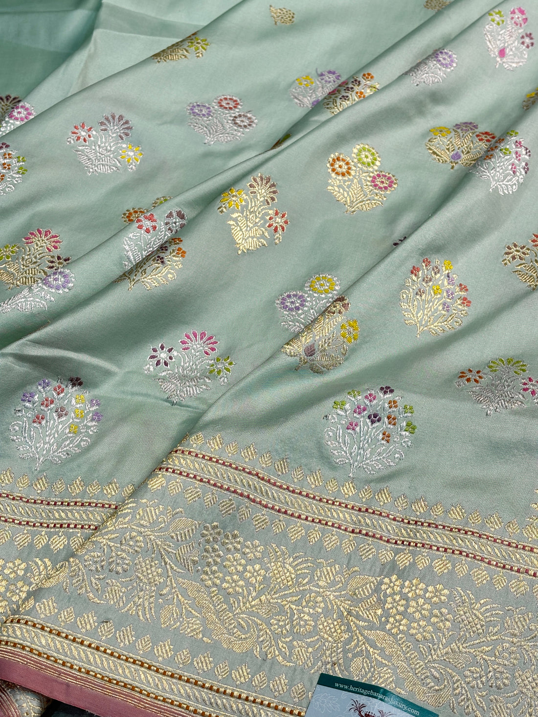 Pista Green Pure Banarasi Katan Silk Handloom Saree