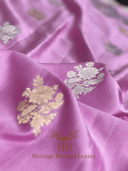 Baby Pink Handwoven Banarasi Pure Mashru Silk Saree
