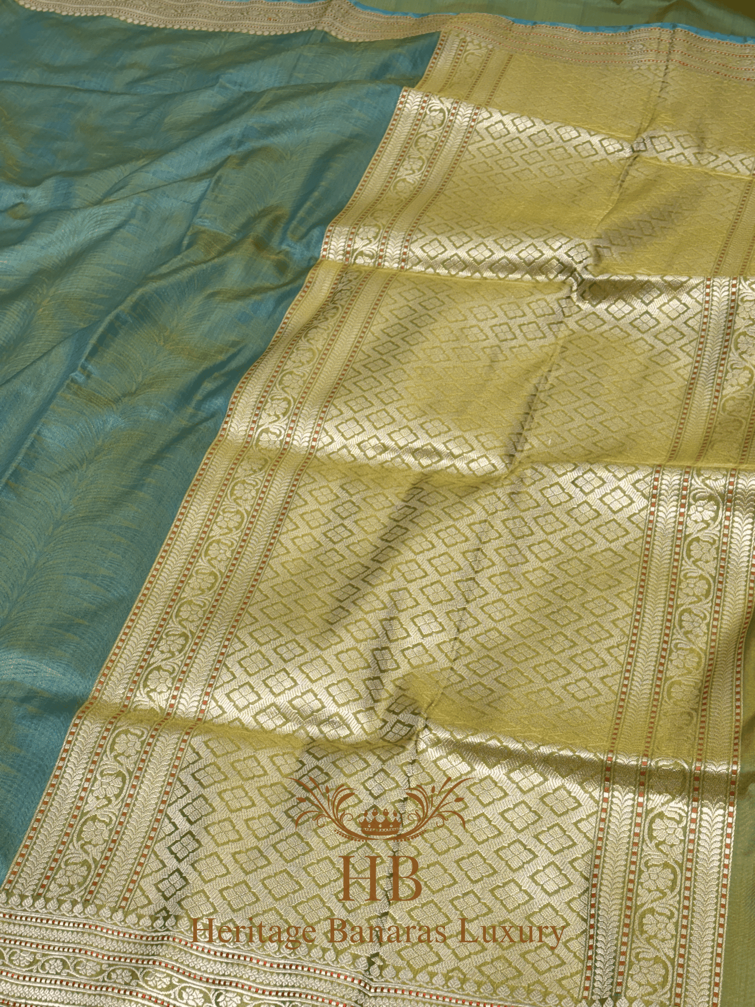 Pure Sea Green Tanchoi Handwoven Saree