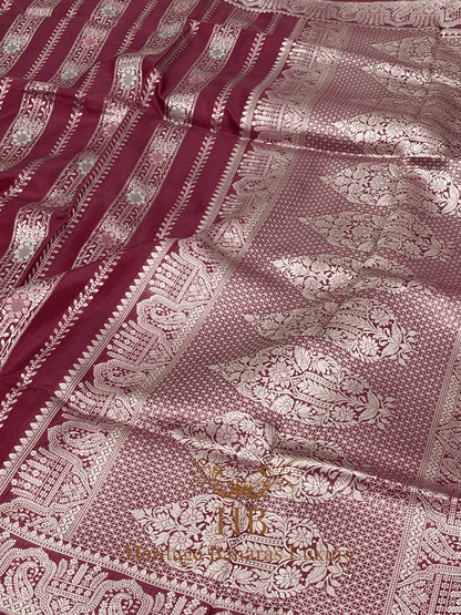 Pure Red Katan Silk Handwoven Saree