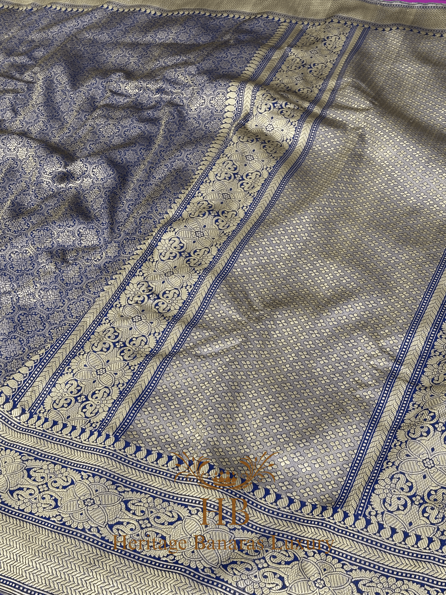 Royal Blue Handwoven Banarasi Pure Katan Silk Brocade Saree