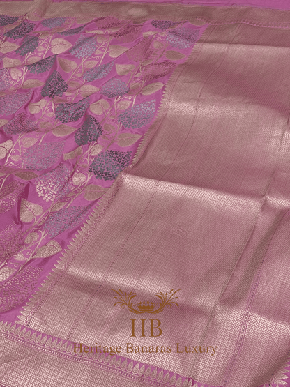 Pure Baby Pink Banarasi Katan Silk Handwoven Saree with Zari Work