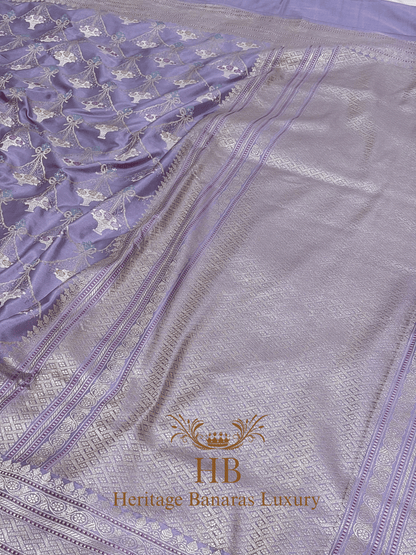 Pure Mauve Banarasi Katan Silk Handwoven Saree