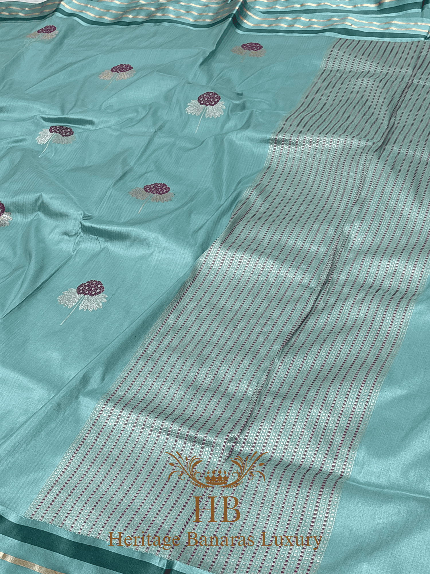 Pure Sea Green Katan Silk Handwoven Saree