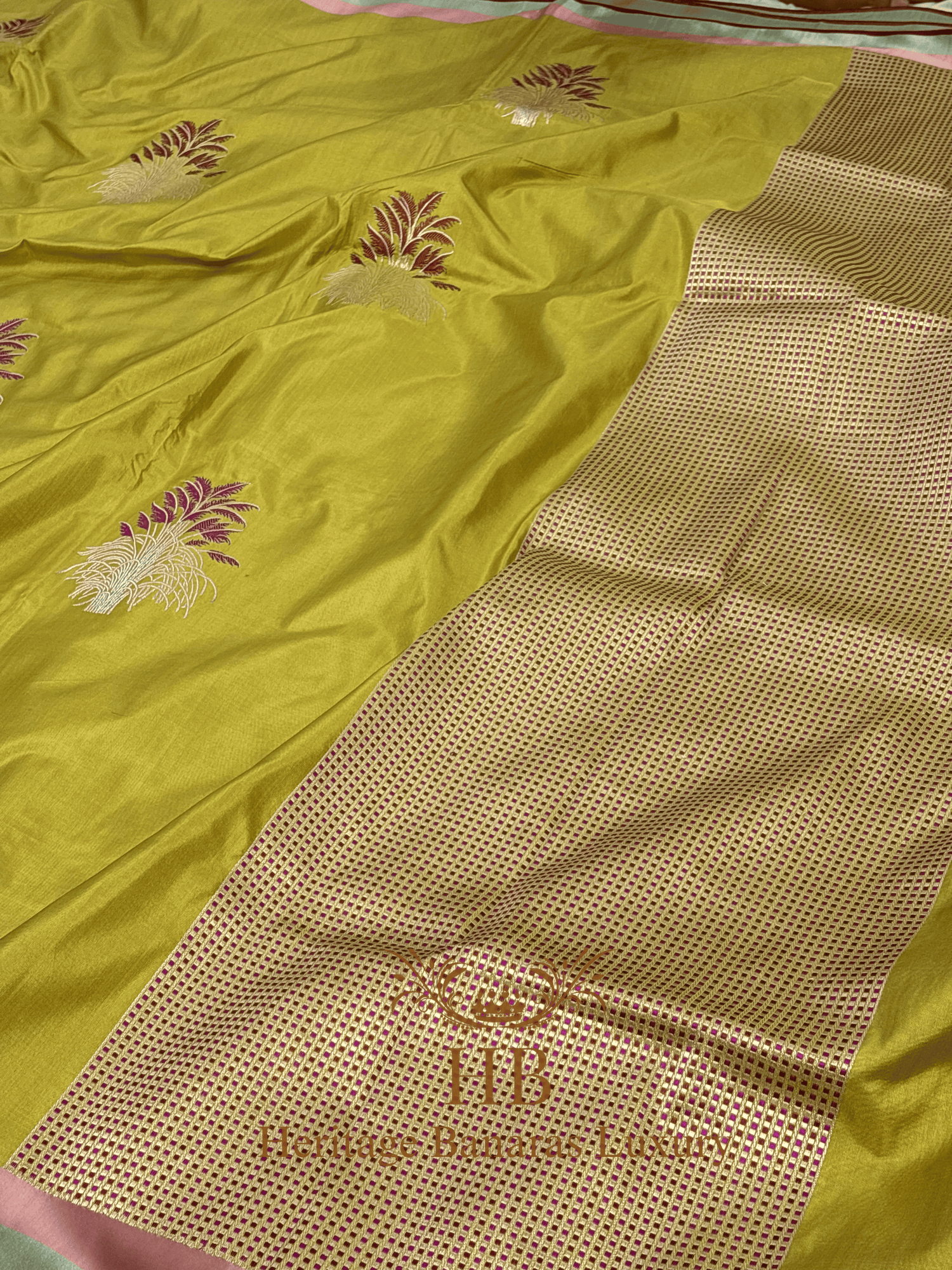 Pure Lemon Yellow Katan Silk Handwoven Saree