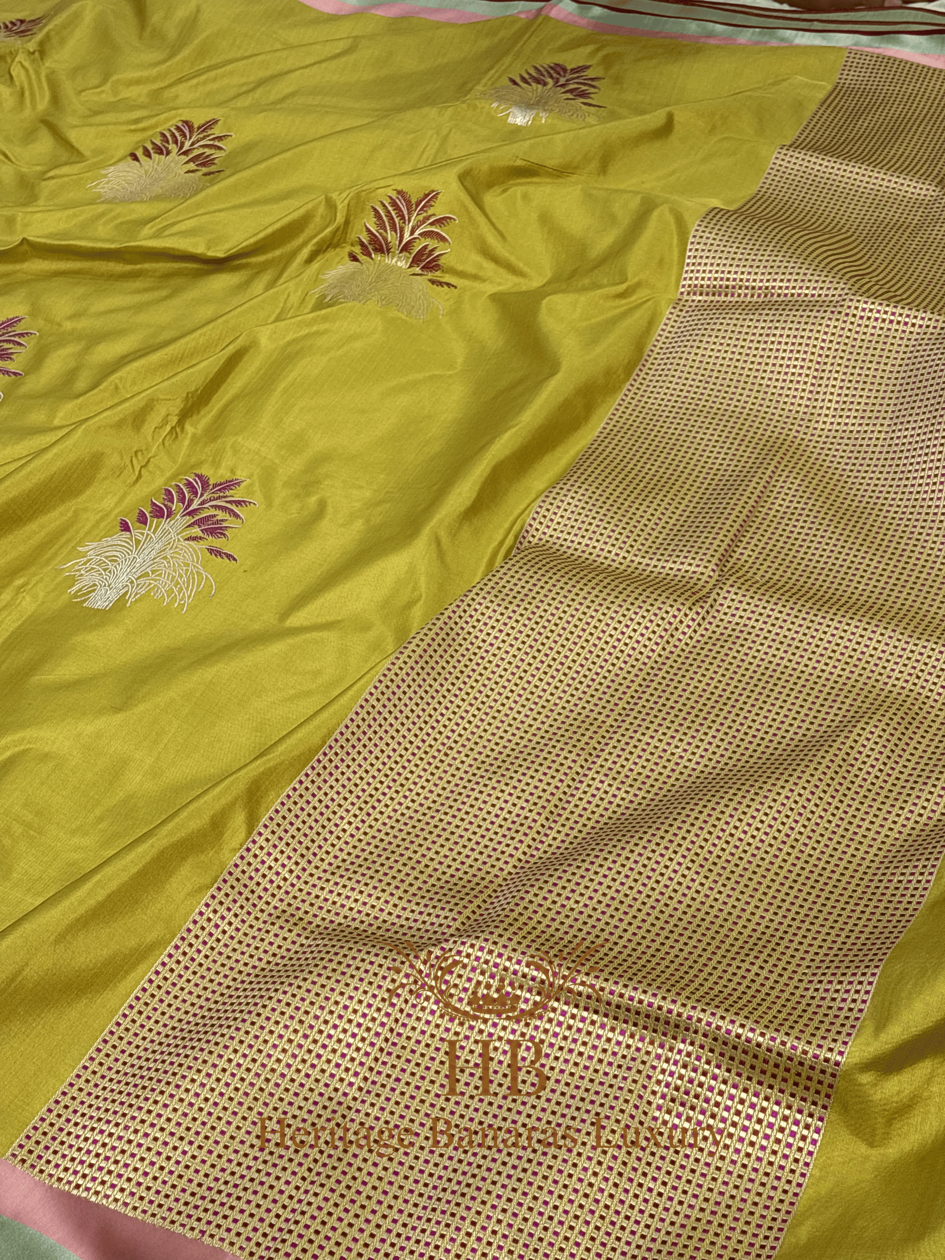 Pure Lemon Yellow Katan Silk Handwoven Saree