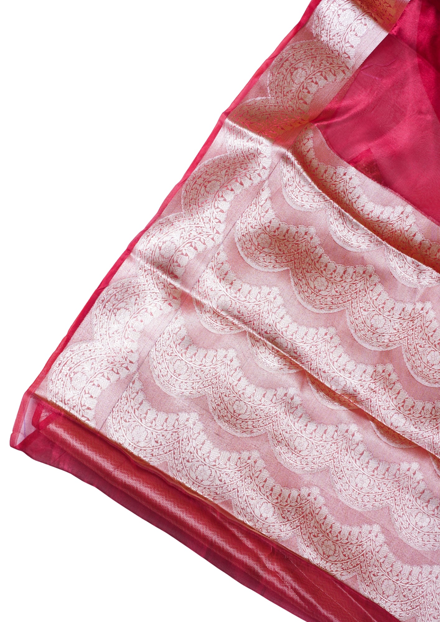 Crimson Red Banarasi Pure Tissue Silk Saree