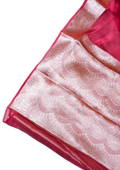 Crimson Red Banarasi Pure Tissue Silk Saree